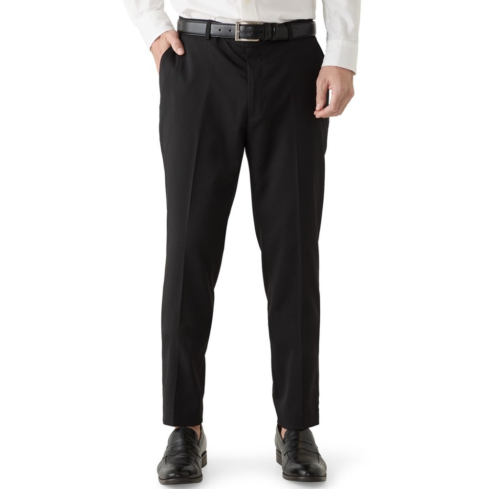Michael Brandon Men's Solid Mode Black Dress Trousers Pants - 34x30